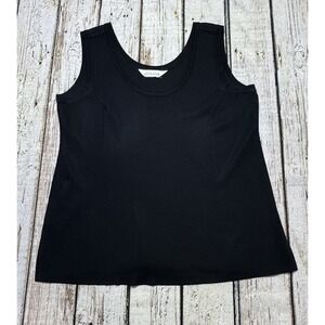 Exclusively Misook Woman's Sleeveless Shell Tank Knit Scoop Neck Black Large